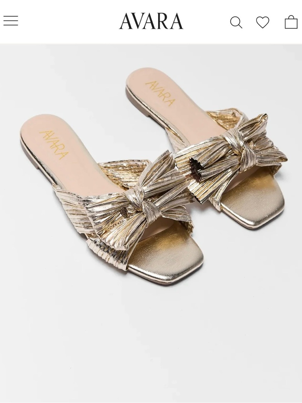 Avara Metallic Gold Bow Slide Sandals for Women